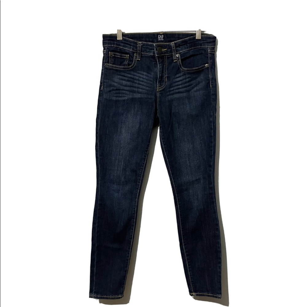Gap Skinny Jeans Blue Size 26 Mid Rise Denim Solid Dark Wash Casual Pants